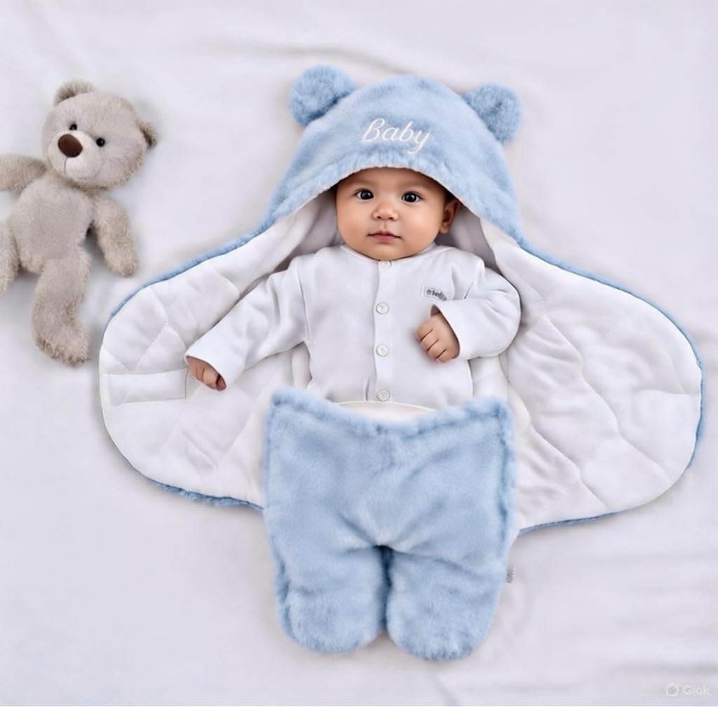 Personalized Embroidered Baby Swaddle with Name – Custom Newborn Swaddle Sack, 100% Cotton, 0-6 Months (Dark Blue, 3-6M)