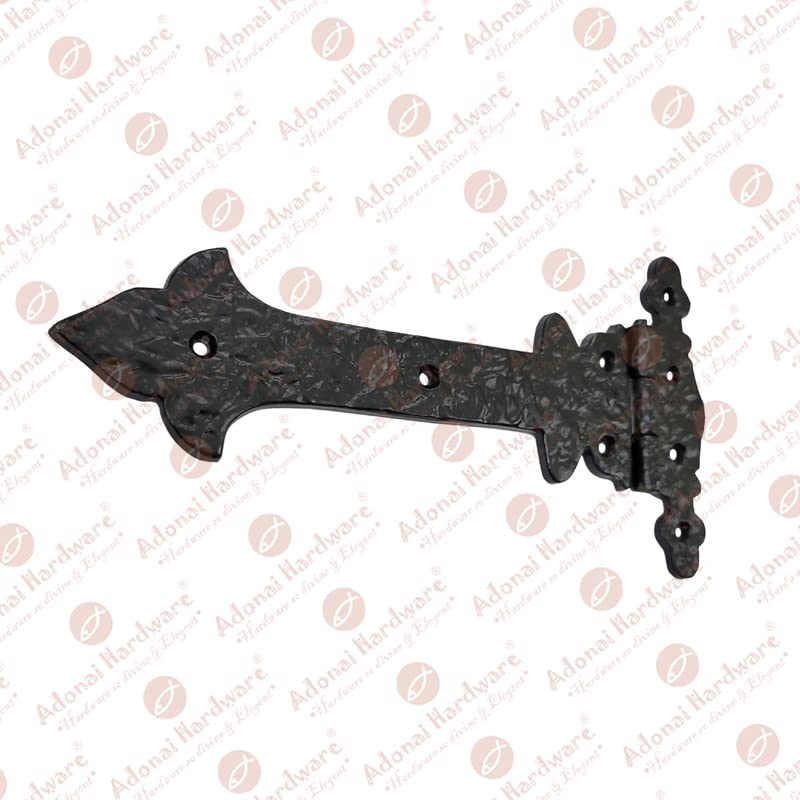 Image of Adonai Hardware Adonijah Antique Cast Iron Strap T Hinge with Texture (8 inch x 2 Pack, Matte Black) for Barn Doors, Gates, Kitchen Cabinets, Sheds, Wooden Box, Furniture, Cedar Chest and Trunks