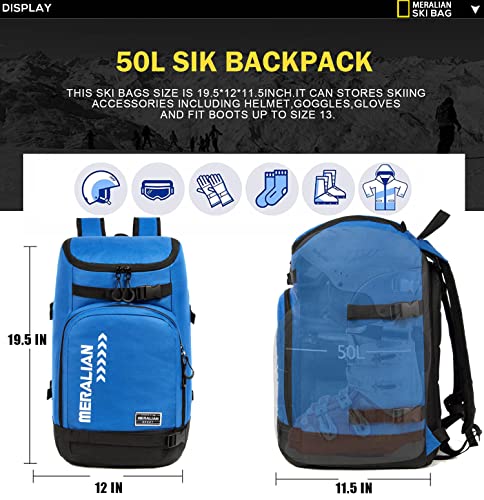 Mochila para botas de esquí impermeable de 50L para evitar ropa mojada 4