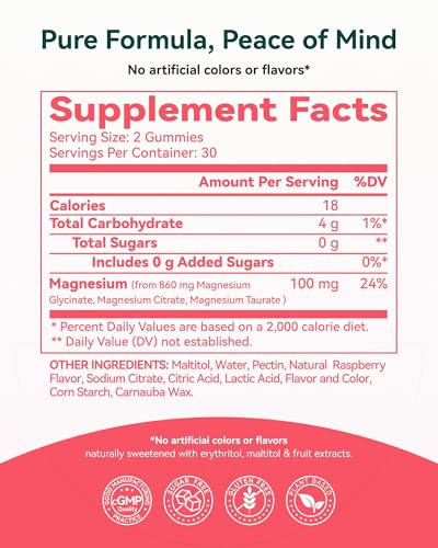 Image of Magnesium Glycinate Gummies, Melatonin-Free & Sugar-Free Magnesium Supplement for Adults & Kids 4+, Supports Restful Sleep, Muscle Recovery & Calm Mood, 60 Count