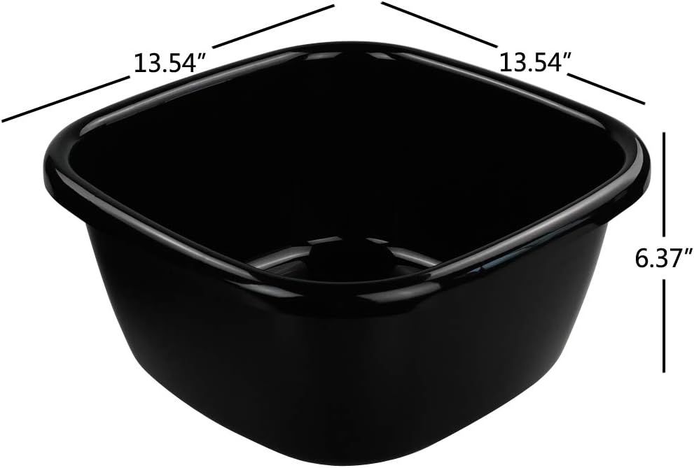 3-Pack 16 Quart Plastic Dishpans/Wash Basins, Black