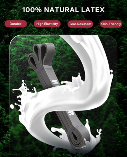 HAPBEAR Resistance Band Set of 5, Pull Up Assistance Bands, Long Power Workout Rubber Bands with Door Anchor, Strength Heavy Duty Exercise Bands for Powerlifting Stretching Fitness Training - Image 4