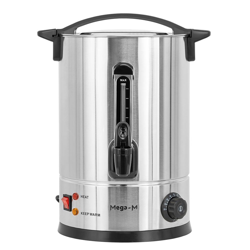 Mega-M Warnik dwuściankowy do wody 10 l 1800 W inox 230 V | Regulacja temperatury, Keep Warm, kranik, podwójne ścianki, stal inox, do gastronomii
