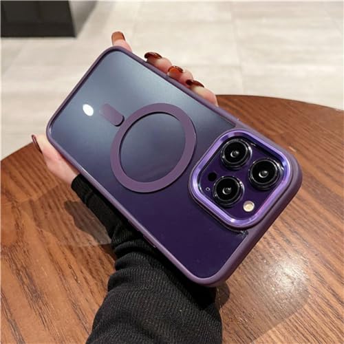 Étui de téléphone de luxe transparent magnétique violet haut de gamme pour iPhone 12