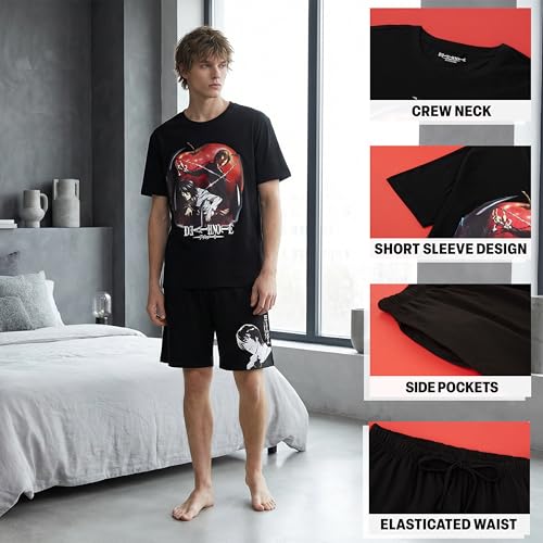 Image of Get Trend Death Note | Attack on Titan | Tokyo Ghoul Mens Pajama Set, Soft Summer PJs, Sleepwear Anime Sleep Set with Pockets