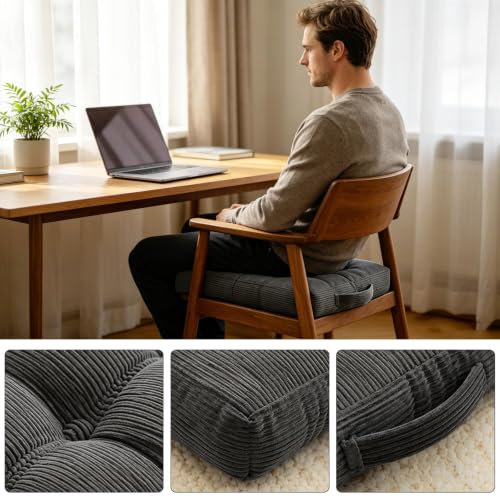 LOMUG Bodenkissen Sitzkissen 40x40 cm, Dickes Matratzenkissen 10cm - Baumwolle Stuhlkissen Indoor & Outdoor Sitzkissen Boden Tragegriff extra Dicke Sitzauflagen – Bild 3