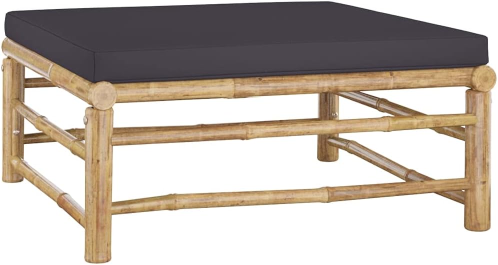 vidaXL Patio Lounge Set in Bamboo Material - 3 Pieces with Modular Design, Dark Gray Cushions, Lightweight for Easy Movement and Assembly