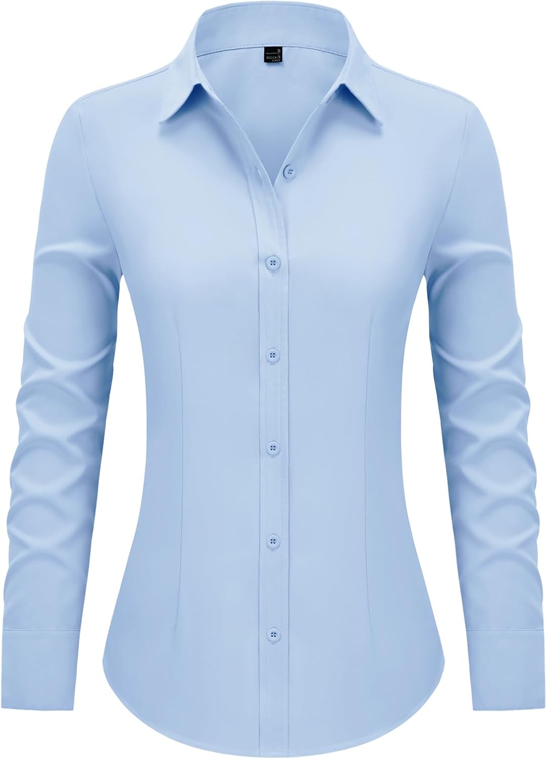 Women’s Button Down Shirts Collared Fitted Dress Shirts Long Sleeve Wrinkle Free Blouse Formal Office Work Tunic Tops