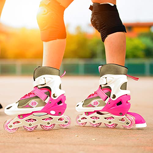 HHD Patines en línea Ajustables para niños, niñas, Principiantes, Patines 3 en 1 Triskates Patines en línea con Rueda iluminada por LED Seguro y Duradero para Mujeres y Hombres, niños y Adultos