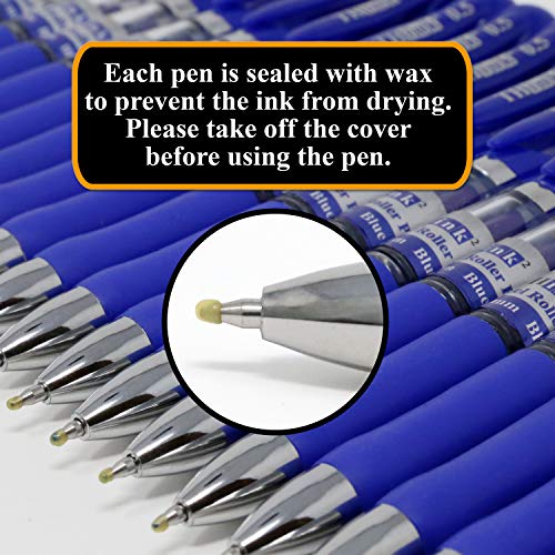 Think2Master [24 Pens - Blue Ink] Think2 Retractable Gel Pens. (24 Blue) Fine Point (0.5Mm) Rollerball Pens With Comfort Grip. #TOP2