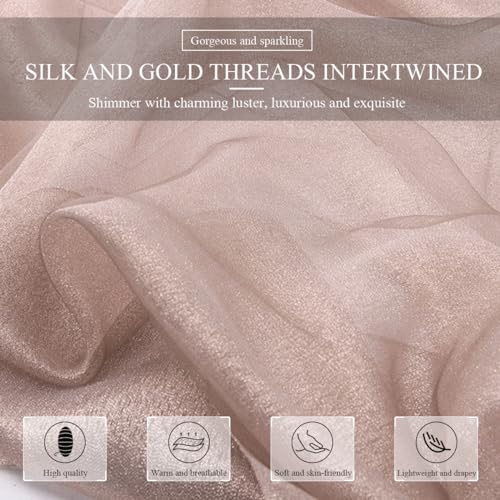 Organza Silk Scarf Women Sparkling Shawls And Wraps For Evening Dress Lightweight Sheer Stole Bridal Wedding Party4