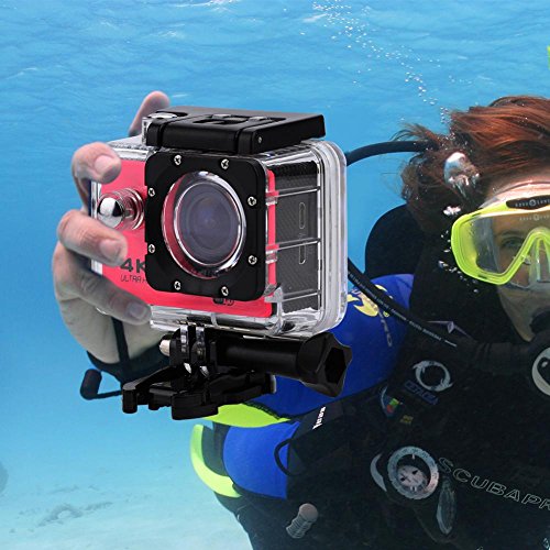 Câmera de Esportes 4K HD, Filmadora Esportiva à Prova D'água de 30M WiFi com Tela de 2.0 Polegadas