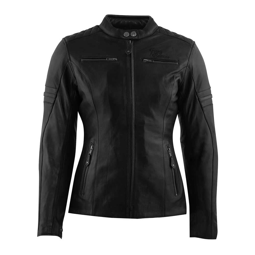 Rusty Stitches Super Joyce V2 Damen Motorrad Lederjacke, schwarz, 52
