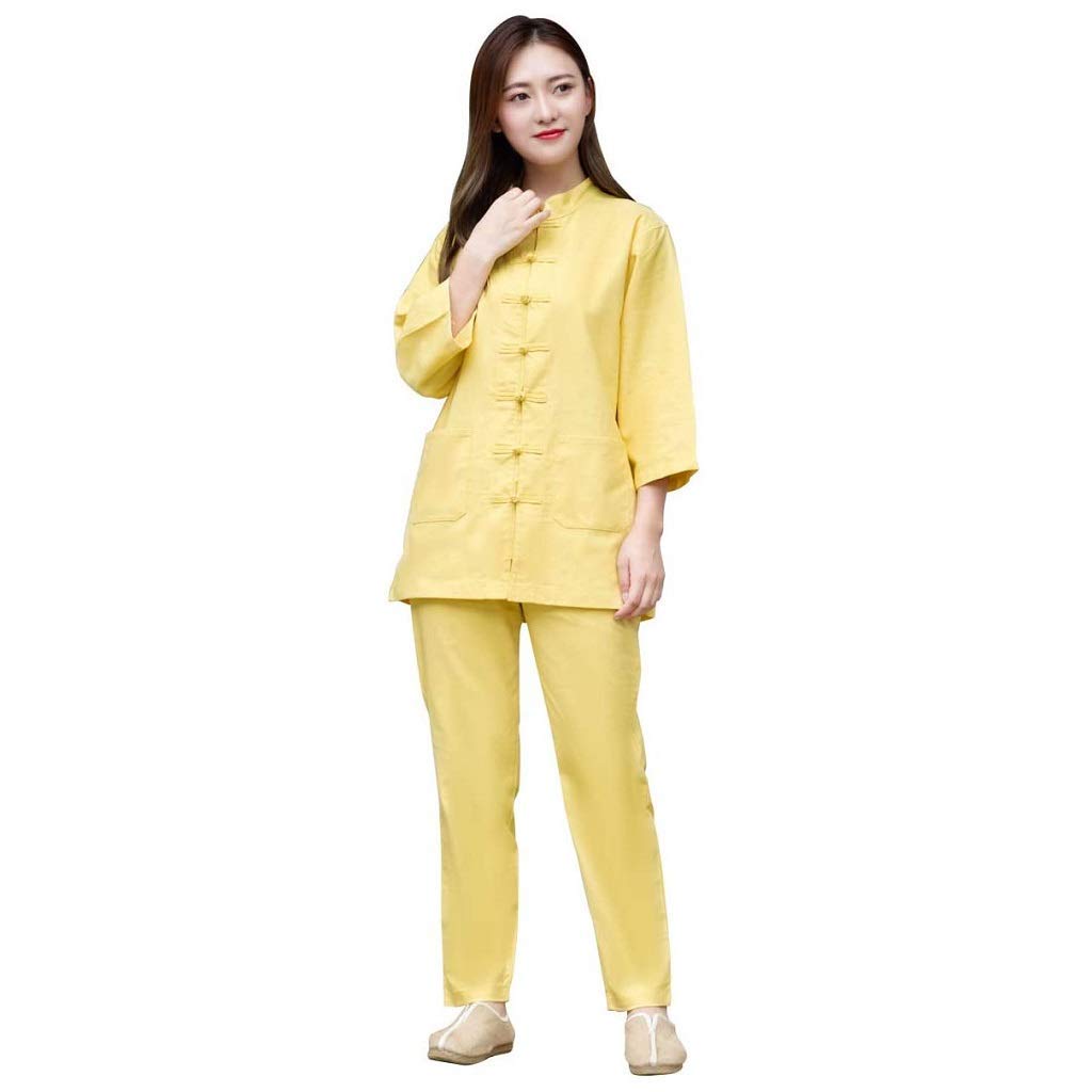 Tenue de Tai Chi jaune RWRAPS contre l'inconfort pendant la méditation