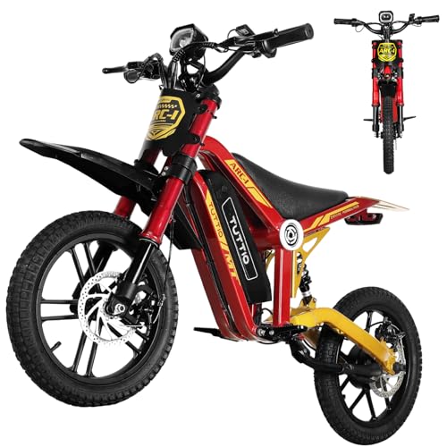 Tuttio ARC-I Kids-Electric-Dirt-Bike - 750W Mini-Dirt-Bike 22MPH, 468WH, 16 Inch Tires Electric-Motorcycle for Age 5-8, Max Load 165LBS (Gold)