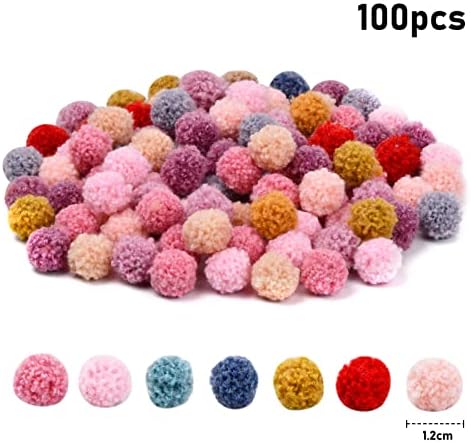 suchkawe 100 Pcs 12 mm Pom Poms Craft Pompoms Colorful Pompom Fluffy Plush Balls Pom Pom Balls Fluffy Pom Poms Pompons for Jewelry DIY Home Decorations Art Craft Projects