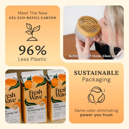 Image of Fresh Wave Odor Removing Gel 4-Pack Glass Jar & 63oz Refill, Orange