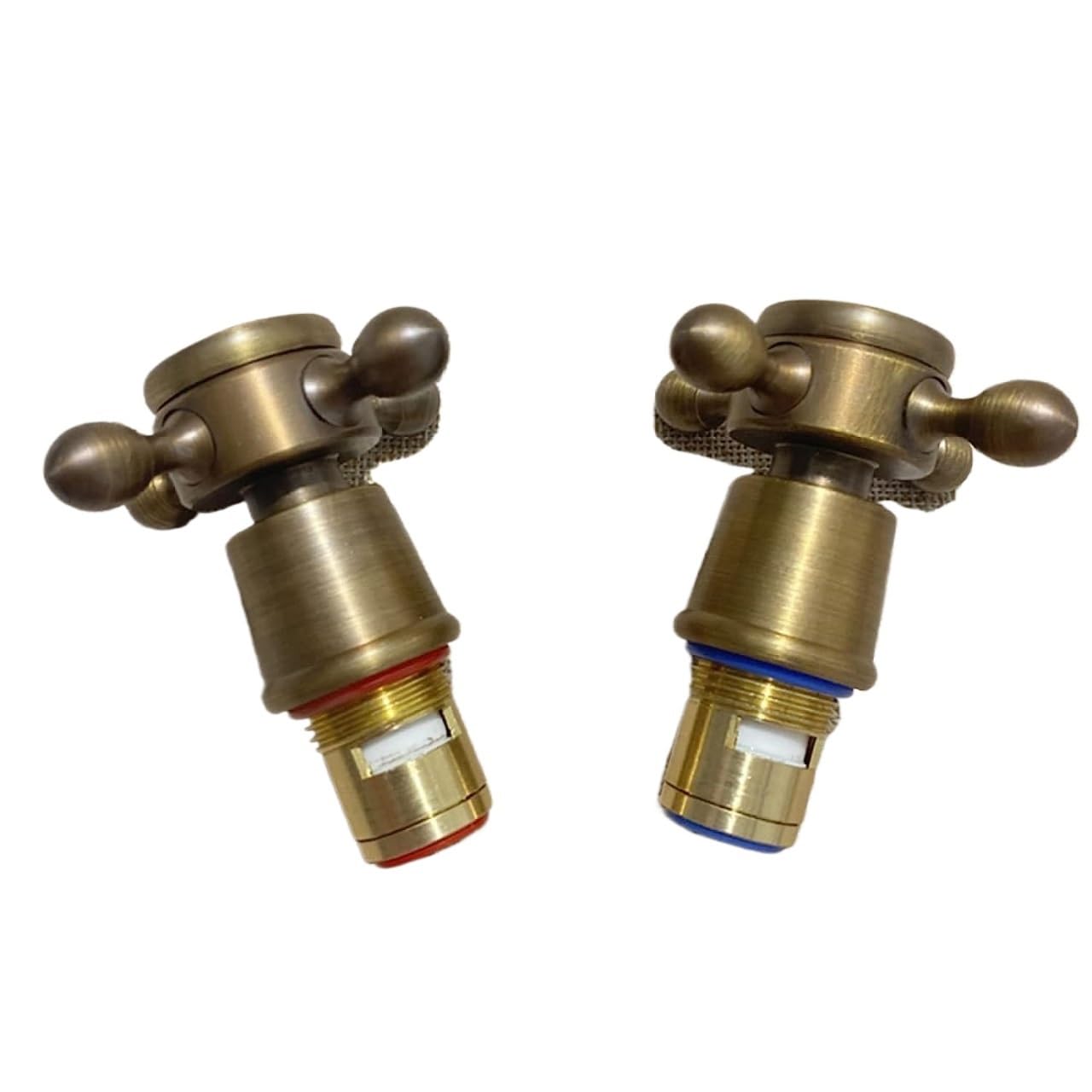 Replacement Faucet Valve, Brass Ceramic Stem Disc Cartridge with Cross Handle, Quarter Turn