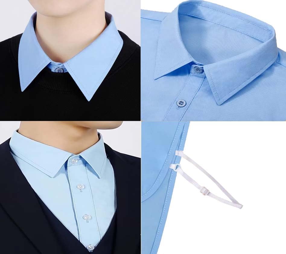 Women's Detachable Collar Shirt Button Down Blouse with Half Lining Convertible Neckline for Office & Casual Wear - Image 4