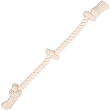 Flossy Chews 100-Percent Cotton White 3-Knot Rope Tug, X-Large, 36-Inch
