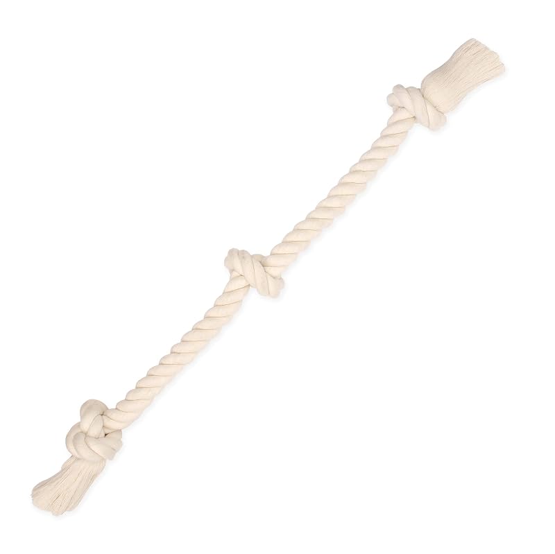 Brinquedo de Corda para Cães Mammoth Pet Products Flossy Chews 3 Nós de Algodão Branco XL 91,44 cm