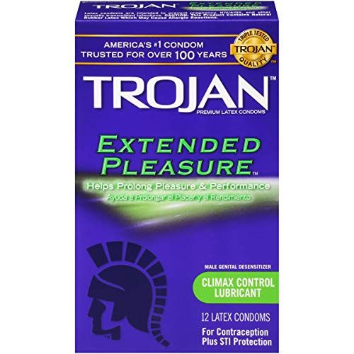 Trojan Pleasures Extended Pleasure Lubricated Latex Condoms-12 ct (Quantity of 4) by Trojan