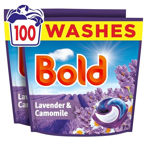 Bold Lavender and Camomile PODS washing liquid laundry detergent capsules 100 washes 100ct outdoor freshness that lasts with built-in Lenor softener