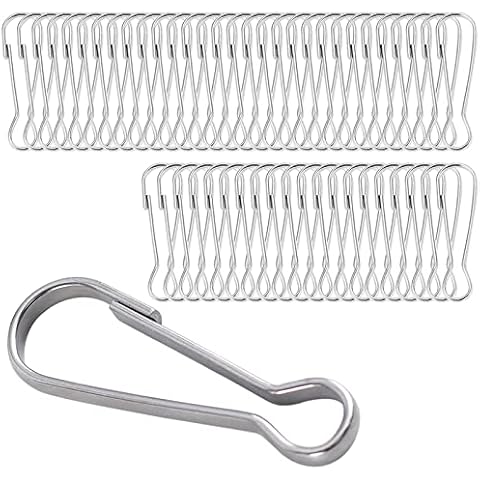 Flag Pole Clips, Lanyard Snap Clips Hooks Spring Flagpole Clip Stainless Steel Flag Pole Accessories 40 mm for Grommeted Flags Lanyards Banners Keychains 50PCS Cover