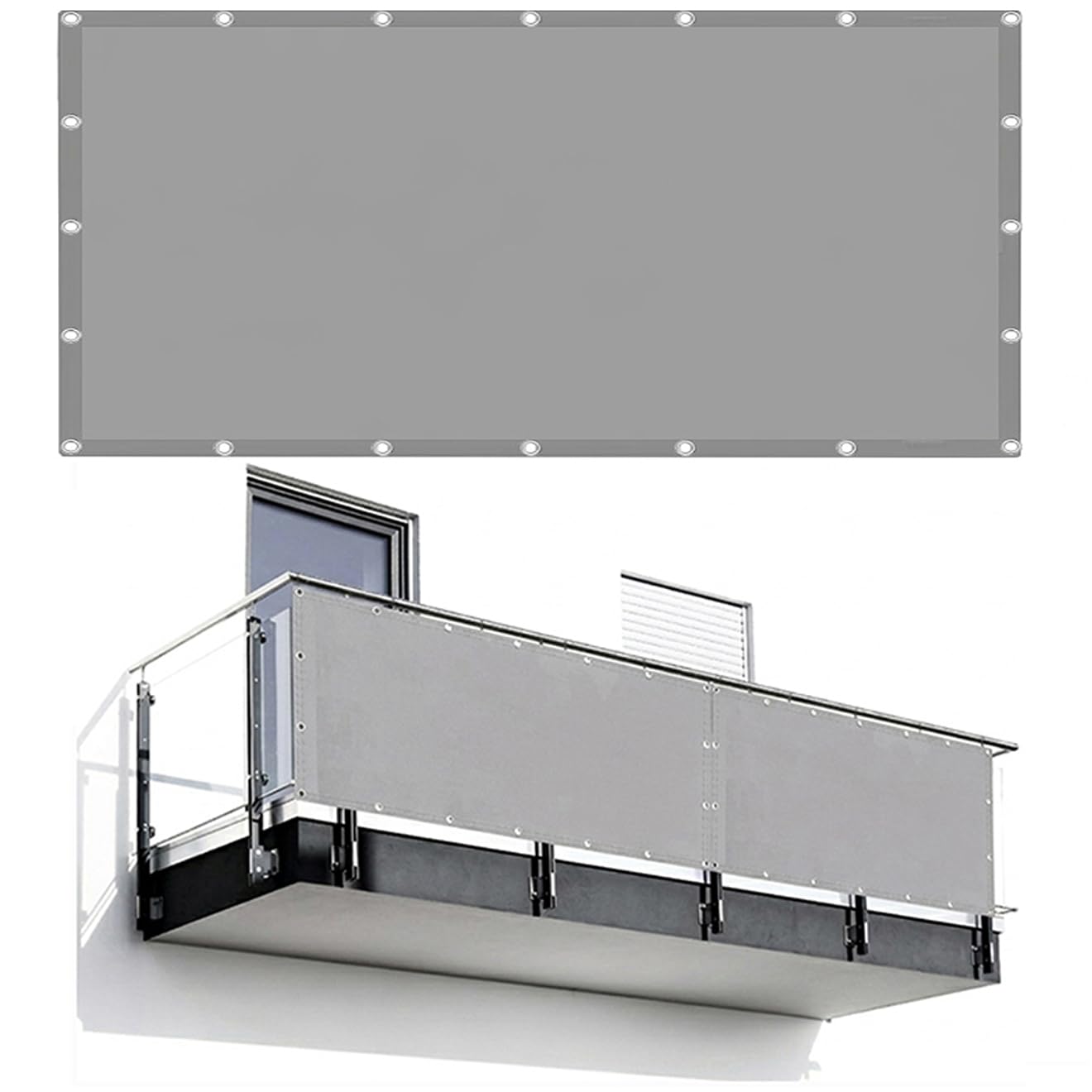 Balkon Sichtschutz 75x700cm 95% UV-Schutz Windschutz Balkonabdeckung Balkonbespannung mit Kabelbinder Und Kordel für Garten, Balkon, Terrasse&Geländer Balkonsichtschutz 75cm hoch, Hellgrau