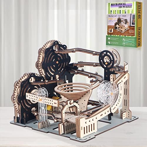 LOKEISNA Electrical Automatic Wooden Marble Run Model Building Kits, 3D Puzzles for Adults &Teens Gifts, Creative Mechanical Wooden Puzzles Assembly Building Model Kits for Adults