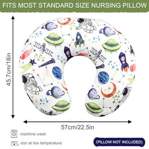 Image of TANOFAR Nursing Pillow Cover Boy, Stretchy Breast Feeding Pillow Covers, Soft & Skin-Friendly, Removable Nursing Support Pillow Slipcover, Space Shuttle