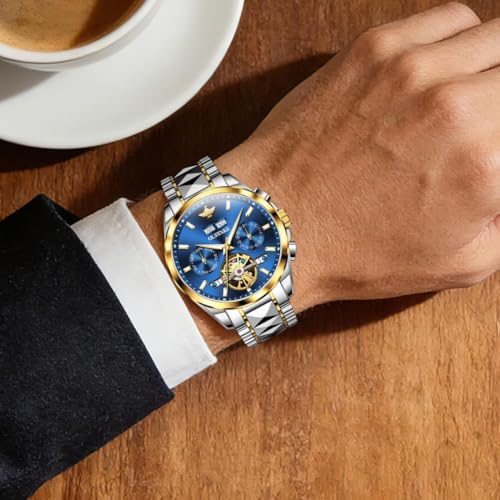Image of OLEVS GELATU Mens Watch Automatic Tourbillon Wristwatch Skeleton Mechanical Self Winding 50M Waterproof Sapphire Crystal Square Male Watches Yellow /White /Black /Green