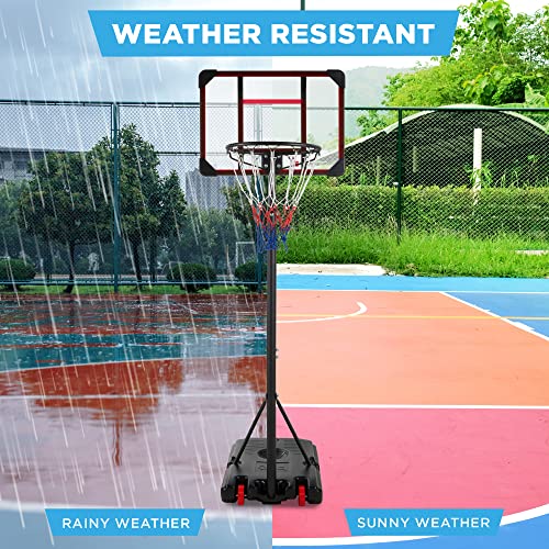 Best Choice Products Kids Height-Adjustable Basketball Hoop, Portable Backboard System W/ 2 Wheels, Fillable Base, Weather-Resistant, Nylon Net, Adjusts From 70.5In To 82.3In - Clear #TOP2