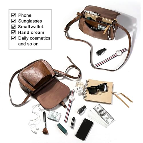 Image of AFKOMST Crossbody Bags for Women,Small Saddle Purse and Boho Cross Body Handbags,Vegan Leather