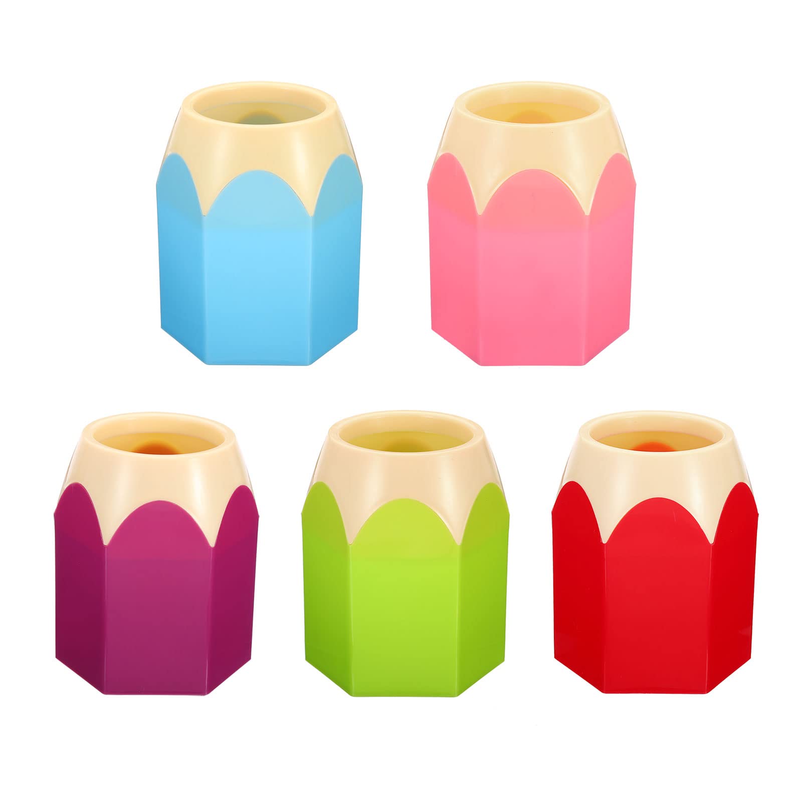 PATIKIL Matita Supporto, 5pz Penna Supporto Scrivania Carino Plastica Matita Supporto Scrivania Matita Titoli Coppa Organizer Matita Forma, Assortiti Colori