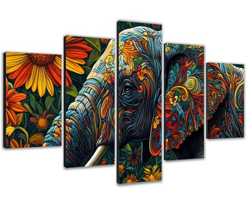 Broderie diamant éléphant 5 pièces, grand kit complet diamond painting 150x75cm adulte