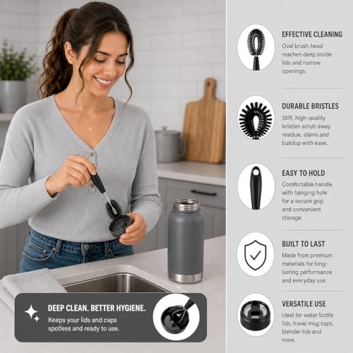 Image of 3Pcs Bottle Cleaner Brush Set, 15 inch Long Handle Washing Bottle Cleaning Brushes for Narrow Neck Water Bottles Tumblers Straws Coffee Mugs Sport Bottles Flasks and Thermos Lid Cup Brush