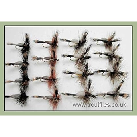 Humpy Trout Flies, 16 Pack Early Season Humpy Mayflies, size 10, For fly Fishing Cover