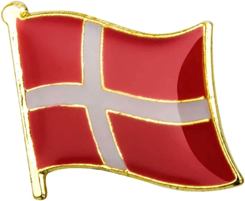 Denmark National Flag Enamel Metal Pin Badge Diplomat Lapel – 1.9cm x 1.6cm – Hard Enamel Danish Dannebrog Flag Brooch – Nordic Cross Symbol Pin for Jacket, Hat, or Backpack