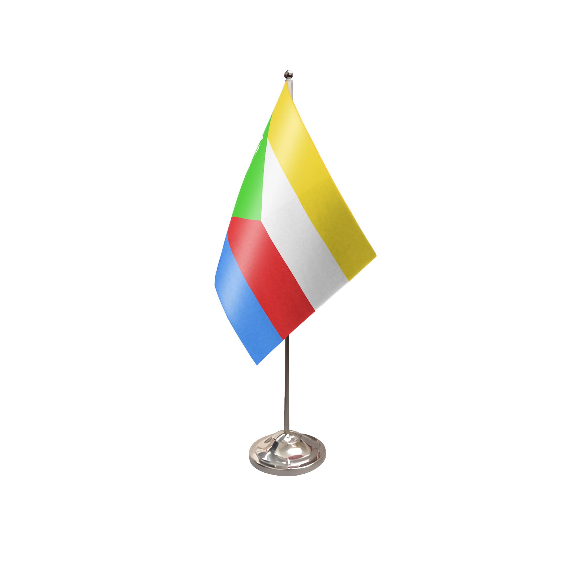 Flagtex Comoros Satin Table Flag With Chrome Pole & Base