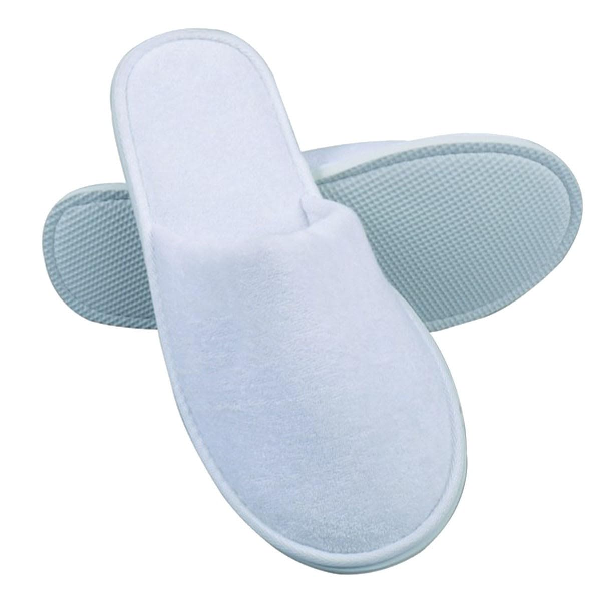 Lot de 100 Paires de Chaussons fermés Pantoufle éponge jetables Blancs pour Thalasso, hôtel, Spa, Piscine