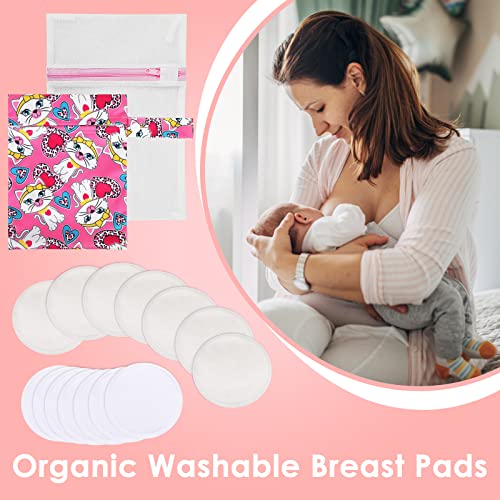 Miniatura 5 de Phogary 14pcs Almohadillas De Enfermería Lavables, Reutilizable Bambú Orgánico Protectores Mamarios Con Bolsa De Lavanderia Y Bolsa De Almacenamiento 10 Cm