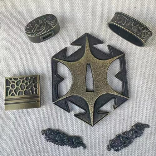 6pcs Samurai Sword Metal Accessories, Sword Clips, Katana Habaki arrowheads, Traditional Japanese Samurai Sword Accessories MENUKI (Vintage Bronze-9)