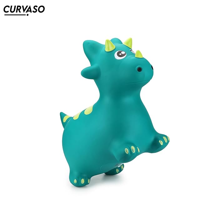 Foto 5 de 8 de Curvaso Animal Bouncy Hopper con bomba para niños, juguetes inflables para montar, dinosaurio verde