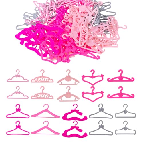 Doll Clothes Hangers Set Pink and Gray 10 Styles Mixed 100PCS for Adults