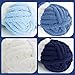 HOMBYS 8 Pack Assorted Chunky Yarn for Crocheting,Super Bulky Large Soft Fluffy Yarn,Plush Fuzzy Yarn,Thick Chenille Yarn for Hand Knitting/Arm Knitting,Cream&Blue (27yds,8 oz Each Skein)
