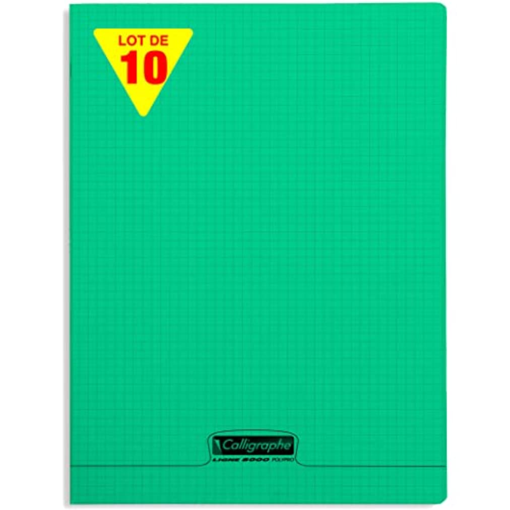 Calligraphe 18385C A Set of 10 Green Stapled Notebooks (a Clairefontaine Brand), 24x32 cm, 96 Small Squares Pages