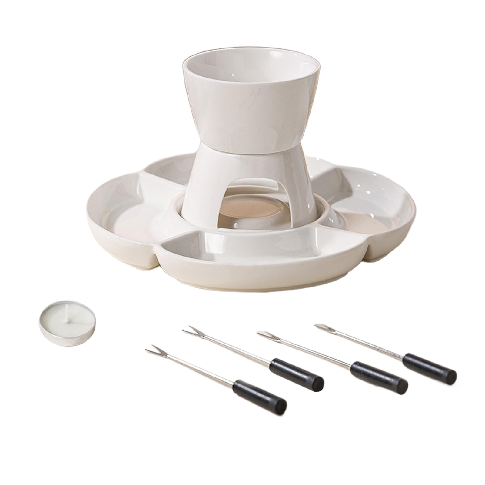 Set Fonduta Cioccolato Ceramica, Riscaldamento A Candela, Fonduta, | Kit per sciogliere il cioccolato Per formaggio, frutta, snack, compleanni, serate e feste