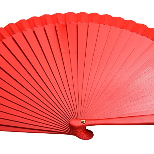 Spanish Folding Fan for Women Vintage Wooden Hand Fan for Dance Party Performance and Gift(Red), 1 - Image 4