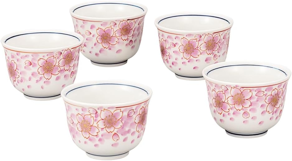 Nakamaru K9-821 Kutani Ware Set, Gold Colored Cherry Blossom